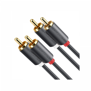 Cable de Audio 2 RCA Macho a 2 RCA Macho / 3 Metros (9.84 Pies) / Color Negro / Alta Calidad / Anillos de Goma para Asegurar un Agarre Firme al Instalar o Quitar el Cable