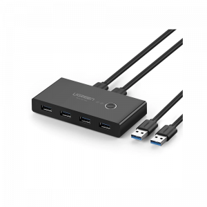 Conmutador USB para Compartir 4 Puertos USB 3.0 a 2 PC Ìs | Cambio Mediante Botón | Incluye Dos Cables USB de 1.5 m | ABS | Permite que 2 Usuarios Compartan 4 Dispositivos Periféricos USB3.0, como una impresora, un escáner, etc.