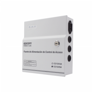 Fuente de Poder / 1 Salida 11-15 Vcc /  5 A / Temporizador Integrado / Con Capacidad de Batería de Respaldo / Requiere Batería / Aplicaciones en sistemas de control de Acceso
