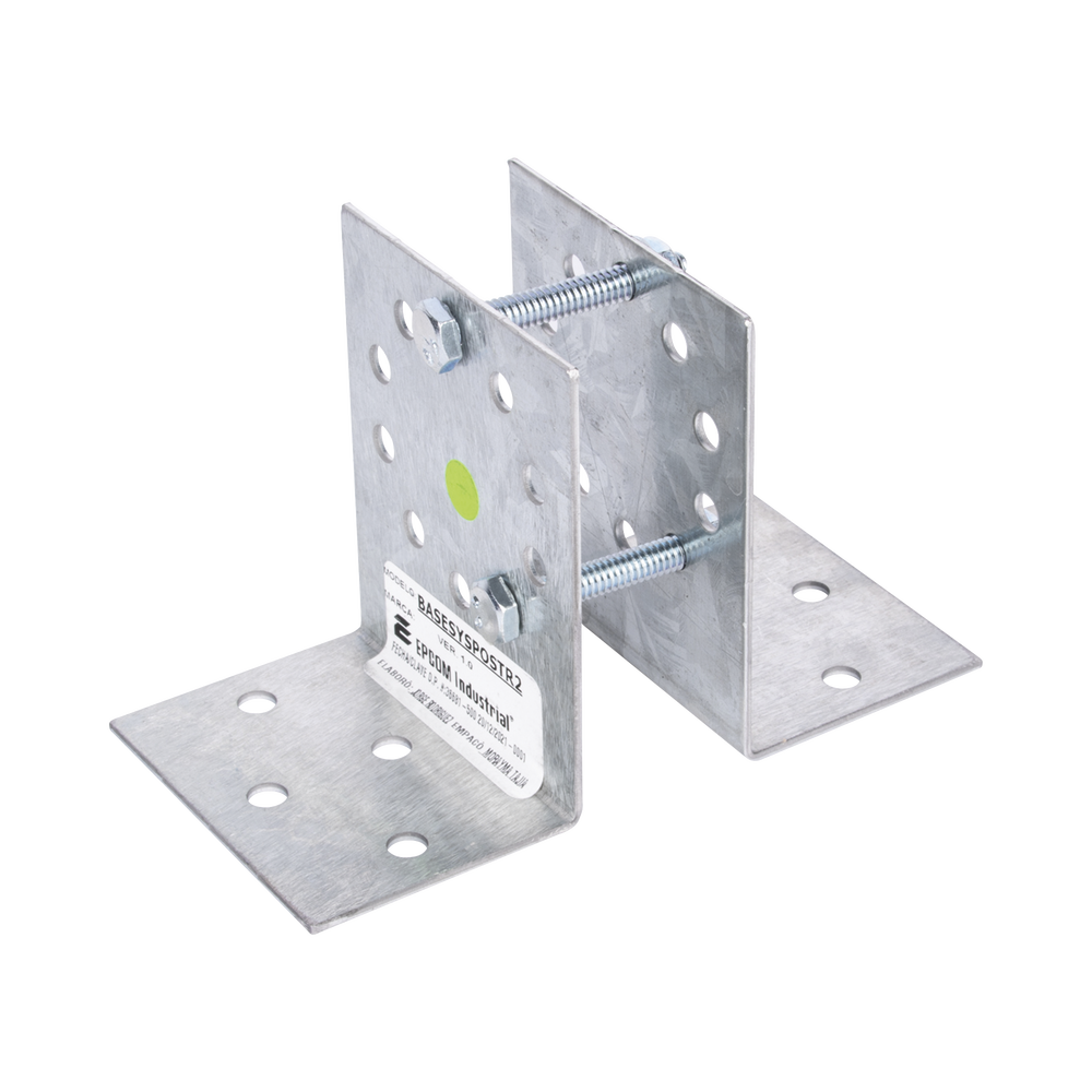 Base Multiposición para postes de paso o esquina en cercos electricos 100% Acero galvanizado. - Imagen 3