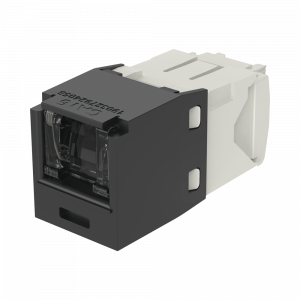 Conector Jack RJ45 Estilo TG con Ventana, Mini-Com, Categoría 6, de 8 Posiciones y 8 Cables, Color Negro