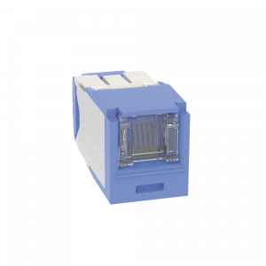 Conector Jack RJ45 Estilo TG con Ventana, Mini-Com, Categoría 6A, de 8 Posiciones y 8 Cables, Color Azul