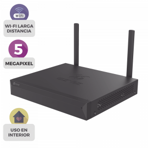 NVR 3K (5 Megapixel)  / Para 4 Cámaras / 2 antenas Wi-Fi / Compresión H.265 / Almacenamiento hasta 8TB / Salida HDMI-VGA / Compatible ONVIF