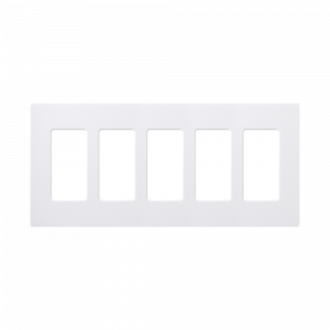 Placa de pared 5 espacios, para atenuador (dimmer), switch ó control remoto PICO inalámbrico