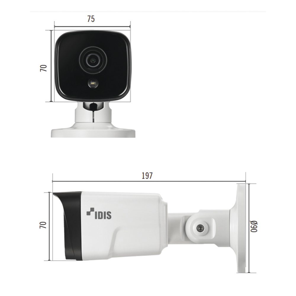 Bala IP 8MP (Intelligent Codec) | Lente Fijo 3.3 mm | microSD (256 GB) | IK10/ Exterior IP67 | IR 30 m | Entrada/Salida de Alarma | POE | Audio de Dos Vias | ICR Dia/Noche | Videoanalitico Embebidos - Imagen 2