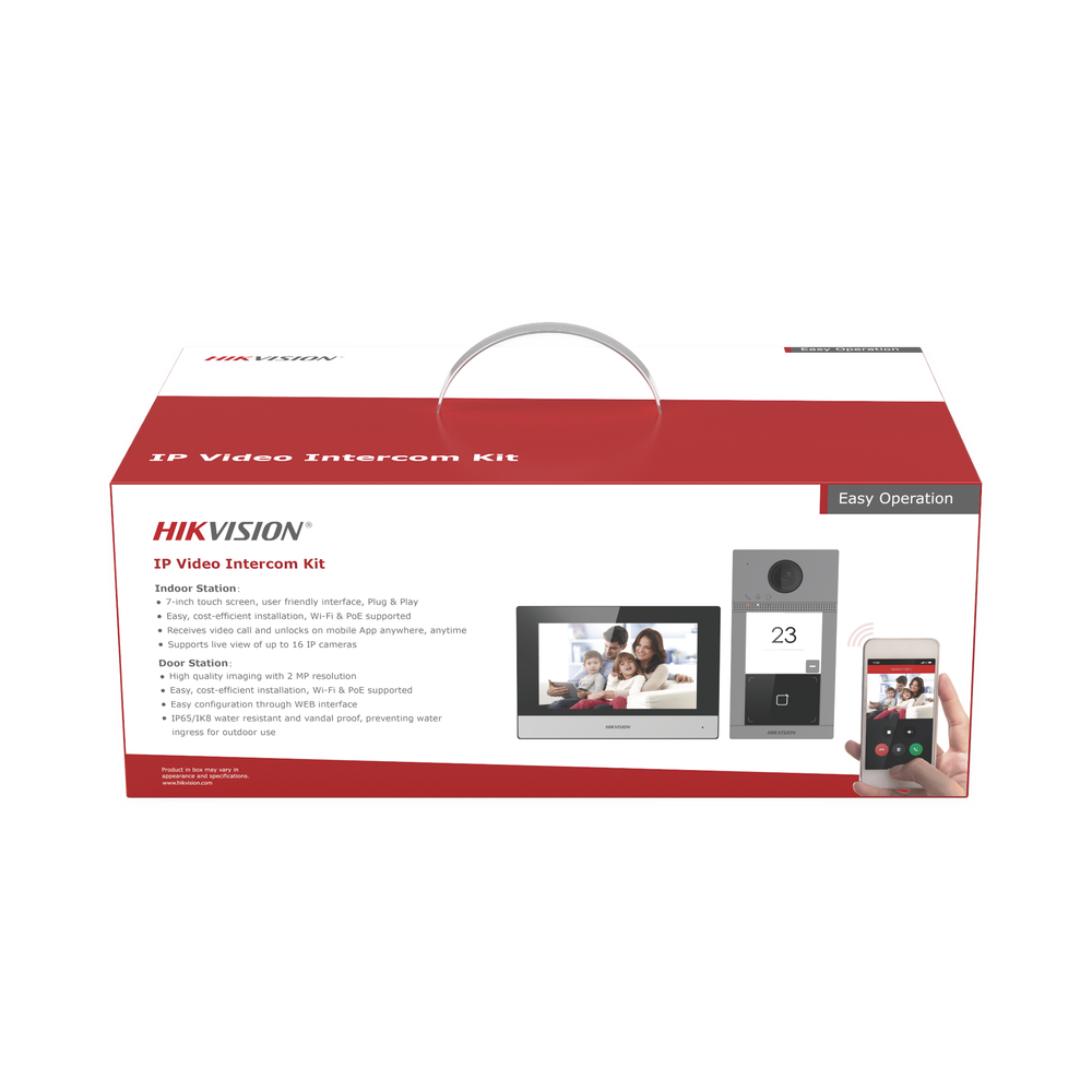 Kit de Videoportero IP PoE Estandar con llamada a App de Smartphone (Hik-Connect) / Apertura con Tarjeta MIFARE / Frente de calle IK08 & IP65 / Soporta 2 puertas - Imagen 2