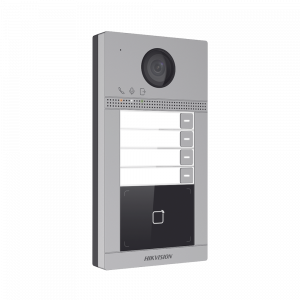 Videoportero IP 2 Megapixel / Llamada y Apertura Remota desde App Hik-Connect (Requiere monitor )/ PoE / Exterior IP65 + Antivandalico IK08 / 4 Departamento / Apertura con Tarjeta / Soporta 2 Puertas y hasta 6 Monitores