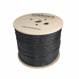 Bobina de Cable Siamés Cat5e CCA + 2 Cables Gruesos (16 AWG) para Alimentar Cámaras Más Lejos / 305 Metros (1000 Pies) / Instalación en Exterior / Uso Industrial para Climas Extremos