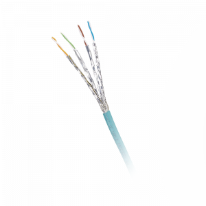 Bobina de Cable Blindado S/FTP Categoría 6A, Uso Industrial con Resistencia al Aceite, Rayos UV y Abrasión, Multifilar (Flexible), Color Azul Cerceta, Bobina de 500 Metros (1640 Pies)