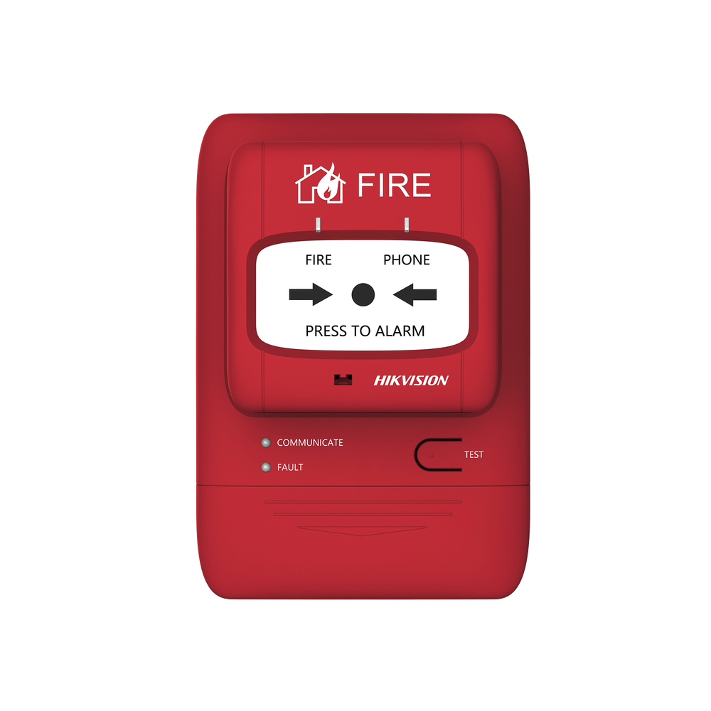 (HikFire) Botón Manual de Alarma contra Incendios / Comunicación LoRa / Indicador Multicolor / Reseteo con Llave / Instalación en Pared