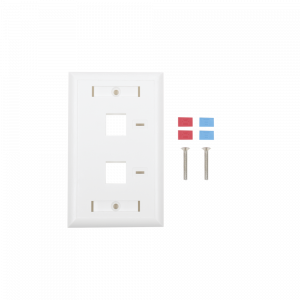 Placa de Pared de 2 Puertos, Keystone, con Espacio para Etiqueta, Color Blanco