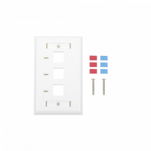 Placa de Pared, de 3 Puertos, Keystone, con Espacio para Etiqueta - Color Blanco