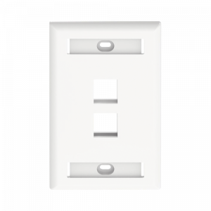 Placa de Pared Vertical, Salida Para 2 Puertos Keystone, Con Espacios Para Etiquetas, Color Blanco