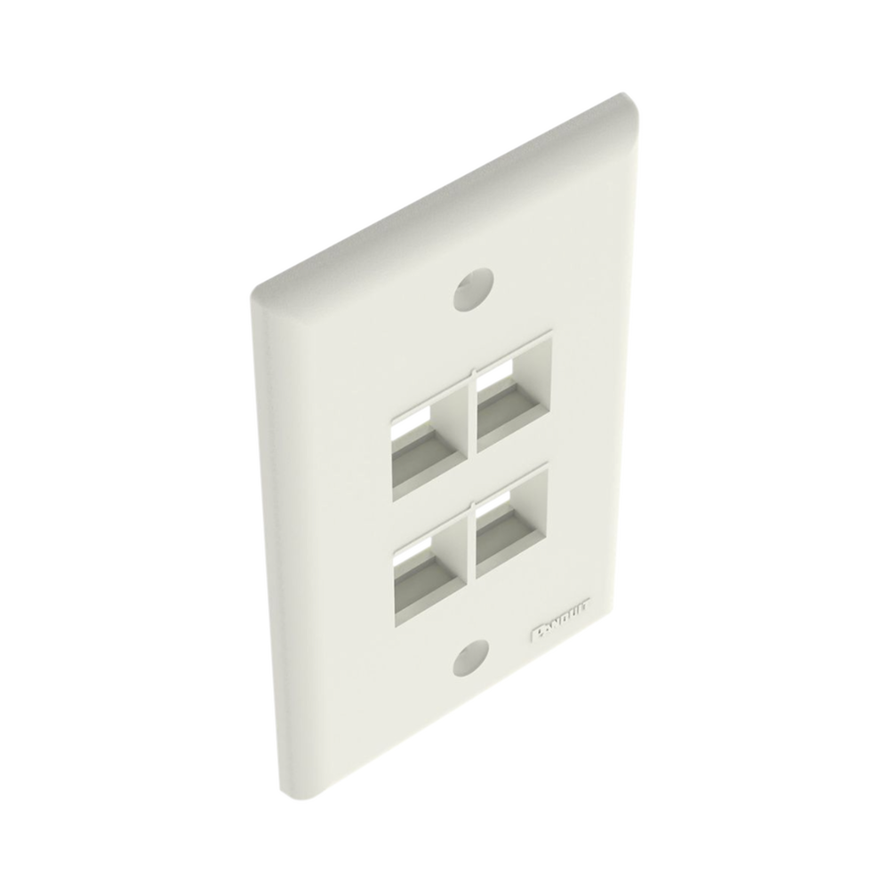 Placa de Pared Vertical, Salida Para 4 Puertos Keystone, Color Blanco Mate - Imagen 4
