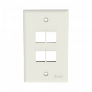 Placa de Pared Vertical, Salida Para 4 Puertos Keystone, Color Blanco Mate