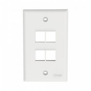 Placa de Pared Vertical, Salida Para 4 Puertos Keystone, Color Blanco