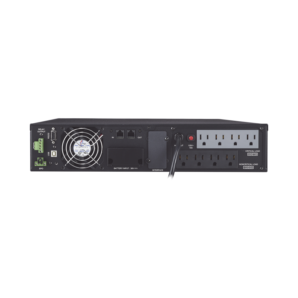 UPS de 1000 VA/900 W, Online Doble Conversión, Entrada 120 Vca NEMA 5-15P, Onda Senoidal Pura, Rack o Torre de 2 UR, Con 8 Tomas NEMA 5-15R - Imagen 2