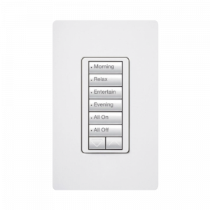 (RadioRA2) Teclado Seetouch Hibrido 6 botones, 2 botones subir/bajar, programe escenas diferentes en cada botón,puede instalarse en un interruptor de luz.