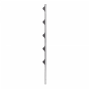 Poste de Paso de 1.2m para Cerca Electrificada de PTR Cuadrado de Aluminio de 1" de lado con 5 Aisladores Instalados.