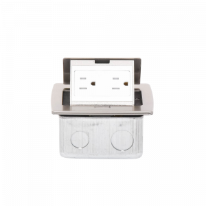 Mini Caja de Piso Rectangular en Acero Inoxidable con 2 Contactos Eléctricos (11000-21201)