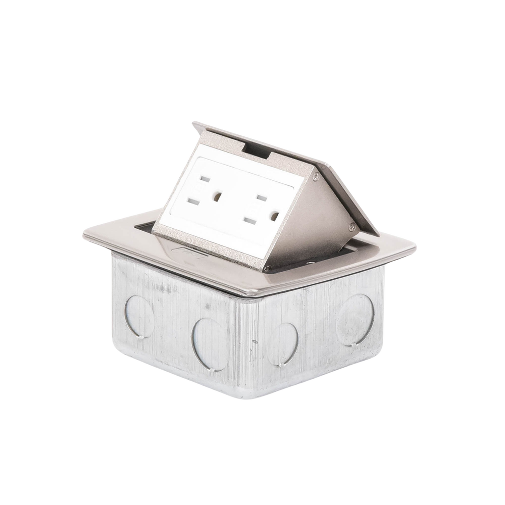 Mini Caja de Piso Rectangular en Acero Inoxidable con 2 Contactos Eléctricos (11000-21201) - Imagen 2