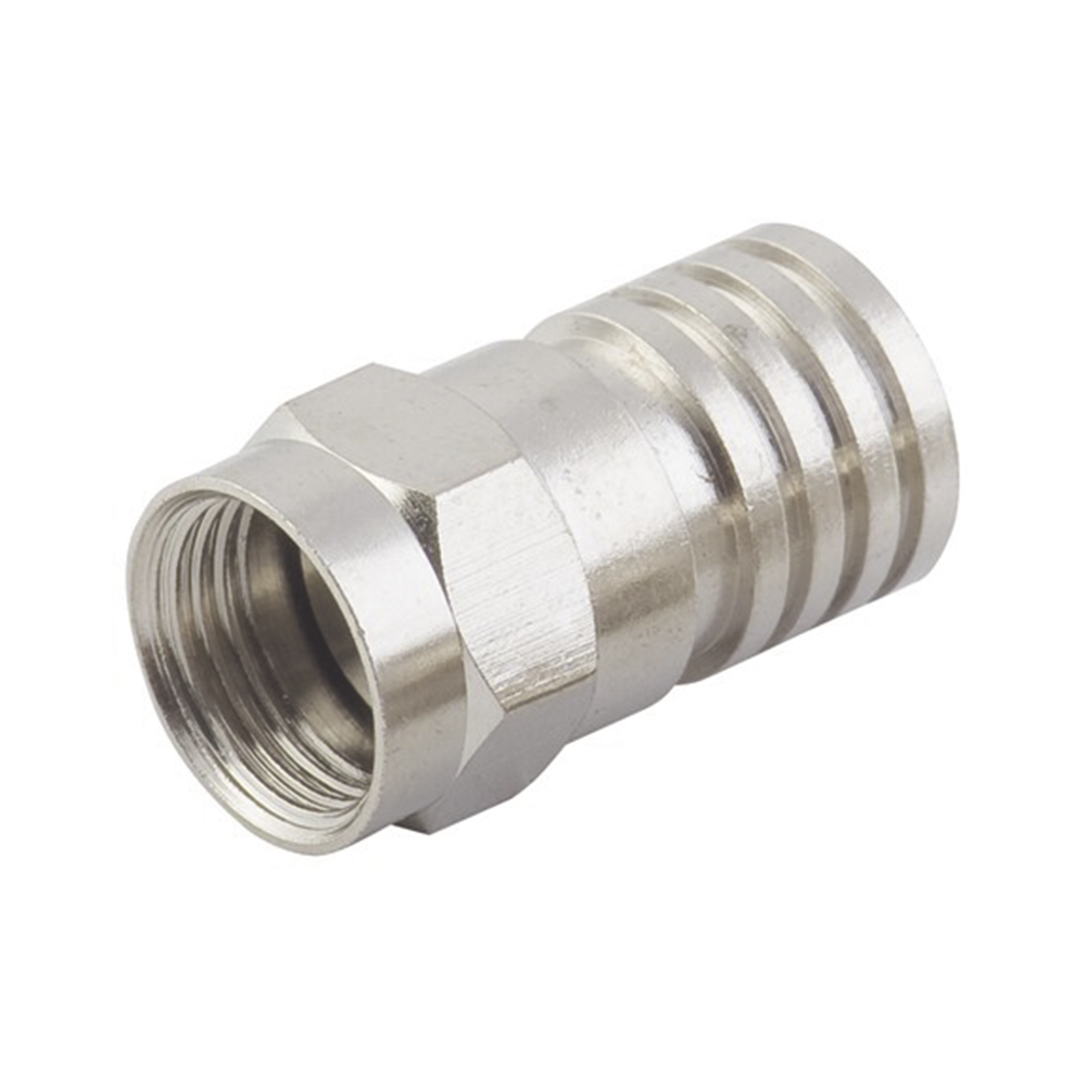Conector F Macho, Plegable de Doble Blindaje para cable RG-6, Cuerpo de Bronce Niquelado. - Imagen 2