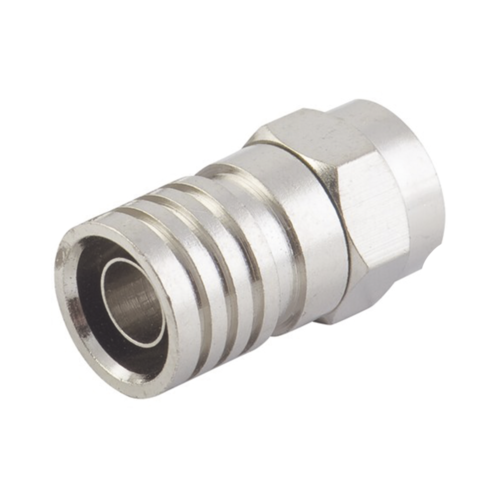 Conector F Macho, Plegable de Doble Blindaje para cable RG-6, Cuerpo de Bronce Niquelado. - Imagen 3