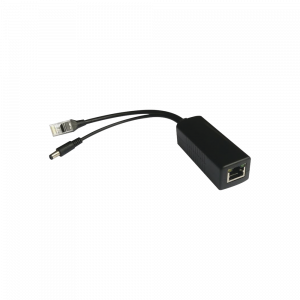 Cable divisor PoE pasivo de 48-55 Vcc @ 12 Vcc, 2 A. Aplicaciones como adaptar micrófonos en cámaras IP