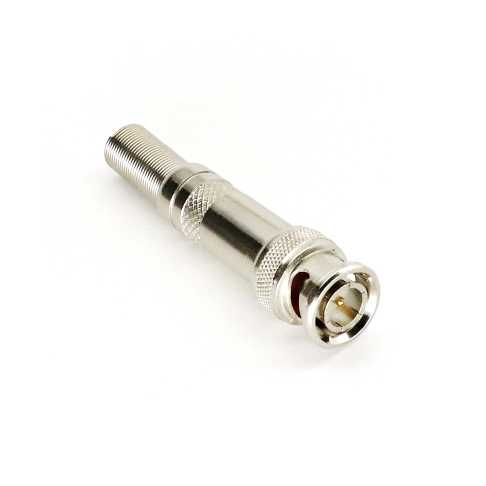 Conector BNC macho de 75 Ohm, con base de resorte para montar a presión cable coaxial RG-59/ Níquel/ Oro/ Teflón. - Imagen 2