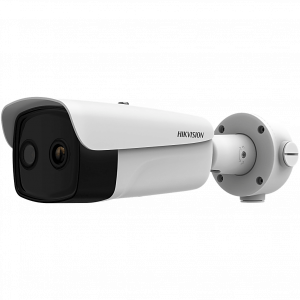 (HIKMICRO) Bala IP Bi-Espectral / Térmica (384 X 288 / 9.7 mm) / Óptico (4 MP / 6.4 mm) / IA GUANLAN / Rango: -20°C a 150°C / 8°C Tolerancia / Detección de Fuego y Humo / Alarma Visual y Audible / Dual Light / PoE / Antico