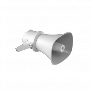 Bocina (Altavoz IP ) | Tipo Trompeta | 7 Watts | PoE+ | Exterior IP67 | Metal | Voceo en tiempo real | Calendarización de audios | Síntesis de Voz (TTS) | Entrada de alarma