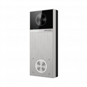 Videoportero / 4 Megapixel / Ángulo de Visión 150° / Control de 2 Cerraduras / Desbloqueo por Tarjeta, Hik-Connect y Estación Interior / IP65 / PoE IEEE802.3at / Compatibilidad ONVIF / H.265