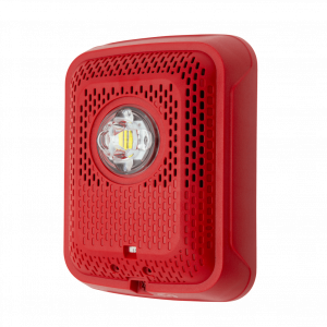 Bocina con Lámpara Estroboscópica, Montaje en Pared, Color Rojo, Nuevo Diseño Moderno y Elegante y Menor Consumo de Corriente
