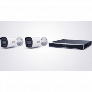 [ KIT ACUSEEK 2 CAM + 1 NVR ] / NVR 12 Megapixel / 8 Canales IP / 8 Puertos PoE / Cámara 4 MP / Tipo Bullet / Luz Dual 30 mts IR + 30 mts Luz blanca / Microfono Integrado / Exterior IP67 / WDR